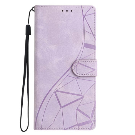 Чохол-книжка Triangles Embossed Leather для Motorola Edge 60 - фіолетовий