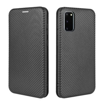 Чехол-книжка Carbon Fiber Texture на Samsung Galaxy S20 FE - черный