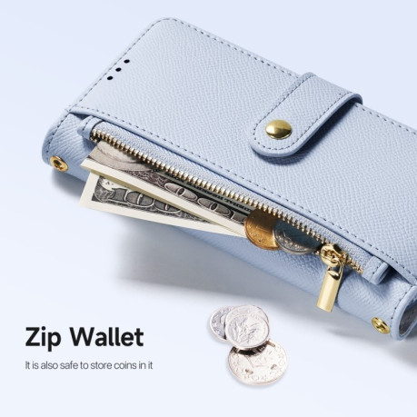 Чехол-книжка DUX DUCIS Lawa Series 2 in 1 Wallet Zipper Detachable MagSafe на iPhone 16 Pro Max - голубой