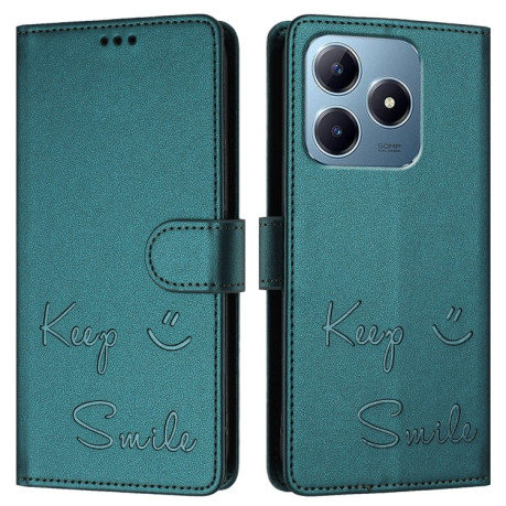 Чехол-книжка Embossing Stripe RFID для Realme C63 / C61 - Peacock Green