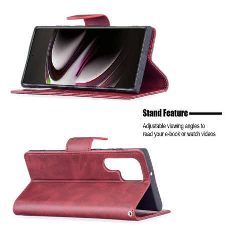 Чехол-книжка Retro Lambskin Texture для Samsung Galaxy S22 Ultra 5G - красный