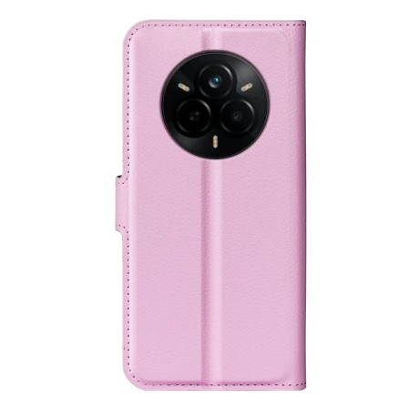 Чохол-книжка Litchi Texture Horizontal Flip Leather на Realme 14 Pro+ - рожевий