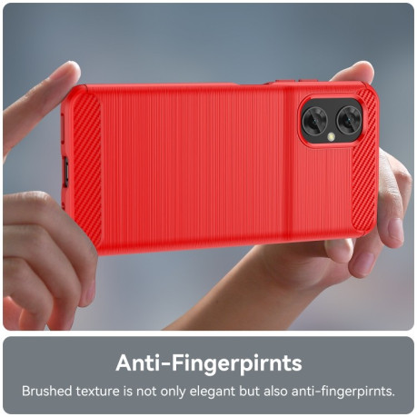 Протиударний чохол Brushed Texture Carbon Fiber на Xiaomi Poco M5 - червоний