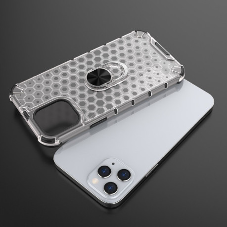 Противоударный чехол Honeycomb Ring Holder на iPhone 12 Mini - серый