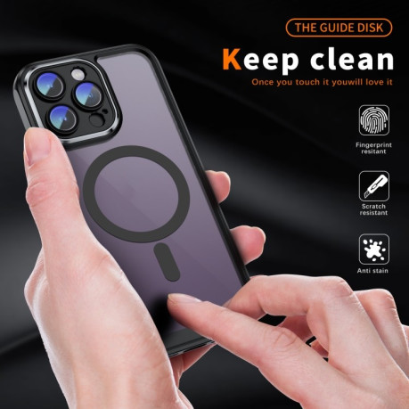 Противоударный чехол Frosted Lens MagSafe для iPhone 15 Pro Max - черный