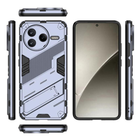 Противоударный чехол Punk Armor с подставкой для Xiaomi Redmi K80 / Poco F7 Pro — серый