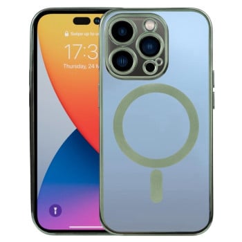 Протиударний чохол MagSafe Electroplating Straight для iPhone 14 Pro - темно-зелений