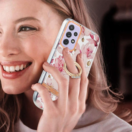 Противоударный чехол Ring IMD Flowers для Samsung Galaxy A73 5G - Pink Gardenia