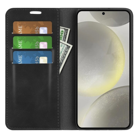 Чохол-книжка Retro Skin Feel Business Magnetic для Samsung Galaxy S24 FE 5G - чорний
