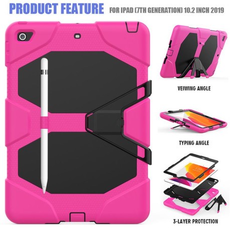 Противоударный чехол Wallet TabПe на iPad 9/8/7 10.2 (2019/2020/2021) с держателем для стилуса - розовый