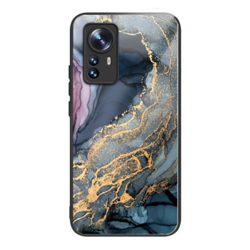 Противоударный стеклянный чехол Marble Pattern Glass на Xiaomi 12 Pro - Abstract Gold