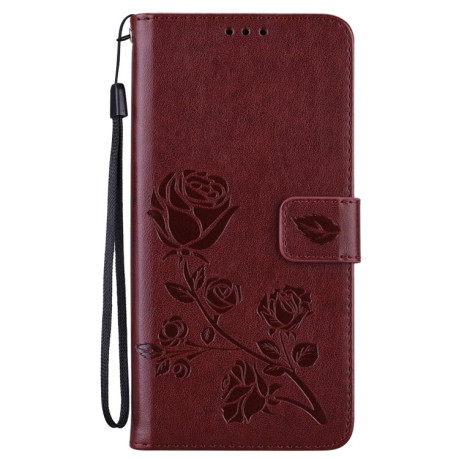 Чехол-книжка Rose Embossed для Redmi Note 11 4G Global / Note 11S - коричневый