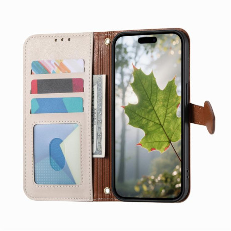 Чохол-книжка Leaf Buckle Zipper Wallet Leather with Strap на блискавці з ремінцем для Xiaomi 17 Pro Max — бежевий