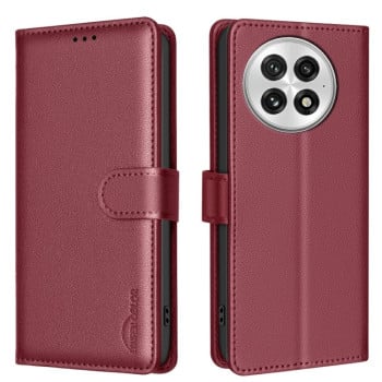 Чехол-книжка Litchi Texture RFID Anti-theft Leather для OnePlus 13 - красный