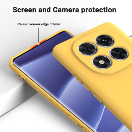 Силиконовый чехол Solid Color Liquid Silicone на Xiaomi Redmi Note 14 Pro 4G - желтый