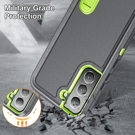 Противоударный чехол 3 in 1 Rugged Holder для Samsung Galaxy S23 5G - серо-зеленый