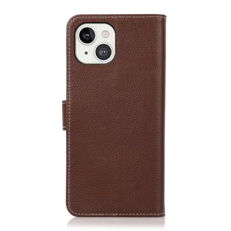 Чехол-книжка Litchi Texture with Wallet для iPhone 14/13 - коричневый