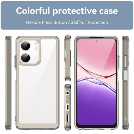 Чохол Colorful Acrylic Series із кольоровим бампером на OPPO A5x 5G - прозоро-сірий