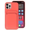 Противоударный чехол Card Slot Design для iPhone 14 Plus - оранжево-розовый