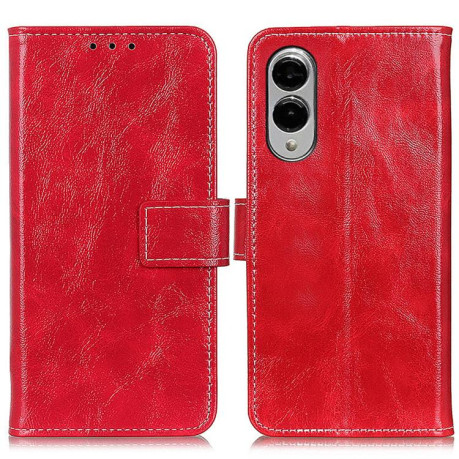 Чехол-книжка Magnetic Retro Crazy Horse Texture на Samsung Galaxy S25 Edge 5G - красный
