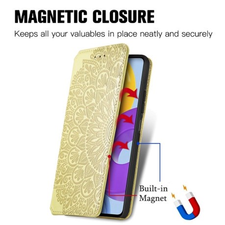 Чехол-книжка Blooming Mandala для Samsung Galaxy M52 5G - желтый
