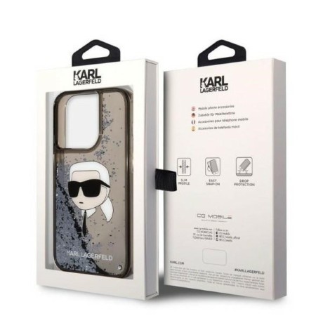 Оригінальний чохол Karl Lagerfeld Glitter Karl's Head для iPhone 14 Pro Max - black
