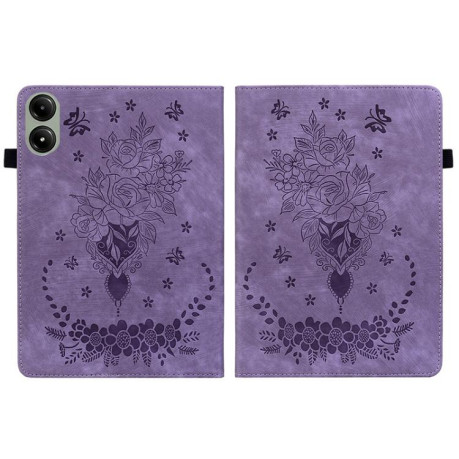 Чехол-книжка Butterfly Rose Embossed для Xiaomi Redmi Pad 2 / Xiaomi Redmi Pad SE 11 2025 - фиолетовый