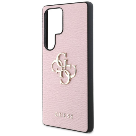 Оригинальный чехол Guess Grained Big 4G Logo Small Classic Logo для Samsung Galaxy S25 Ultra - Pink