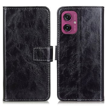 Чехол-книжка Magnetic Retro Crazy Horse Texture на Motorola Moto G55 5G - черный