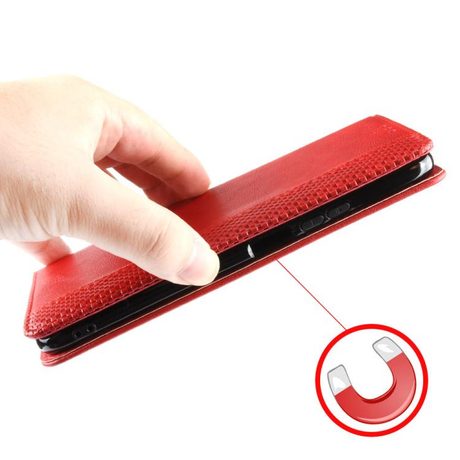 Чохол-книжка Magnetic Buckle Retro Crazy Horse Texture для Realme C85 Pro 4G — червоний