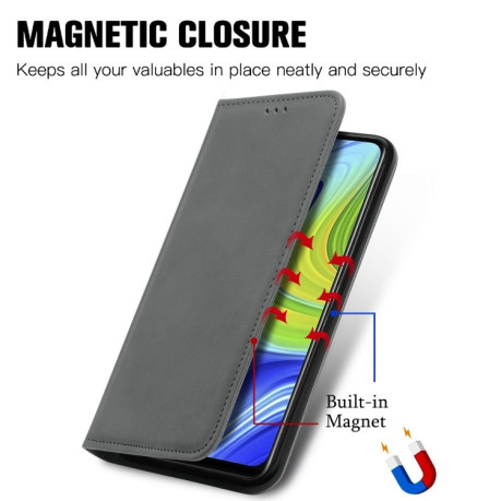 Чехол-книжка Retro-skin Business Magnetic на Xiaomi Redmi 10X / Note 9 - серый
