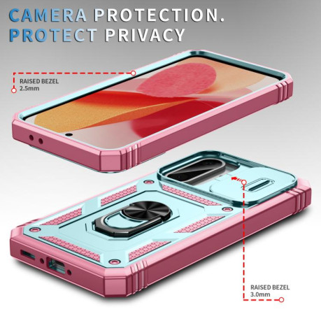 Противоударный чехол Sliding Camshield для Samsung Galaxy A56 5G - Green+Pink
