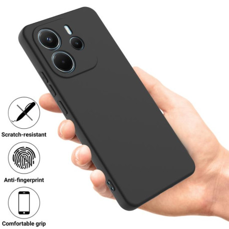Силиконовый чехол Solid Color Liquid Silicone на Xiaomi Redmi Note 14 4G 164.84mm - черный