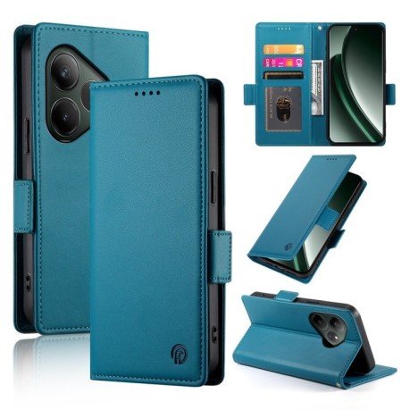 Чехол-книжка Side Buckle Magnetic Frosted Leather для Realme GT 6 Global/ Realme GT 6 4G - синий