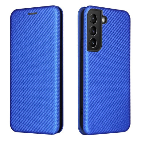 Чохол-книжка Carbon Fiber Texture на Samsung Galaxy S22 - синій