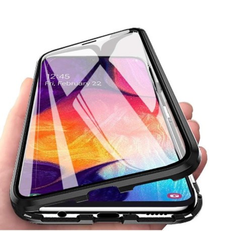 Двусторонний магнитный чехол Magnetic Angular Frame Tempered Glass на Samsung Galaxy Note 10+ Plus - черный