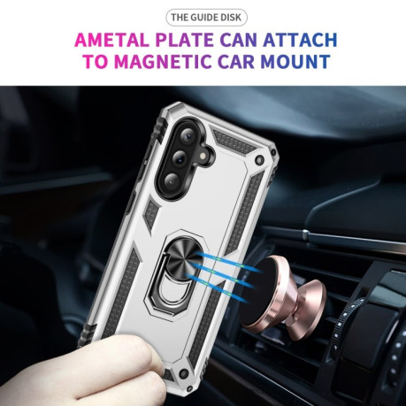 Противоударный чехол HMC 360 Degree Rotating Holder на Samsung Galaxy A36 5G - серебристый