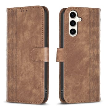Чохол- книжка Plaid Embossed Leather для Samsung Galaxy S23 FE 5G - коричневий