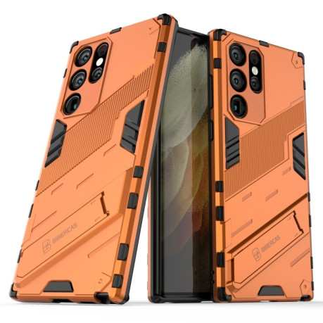 Противоударный чехол Punk Armor для Samsung Galaxy S22 Ultra 5G - оранжевый