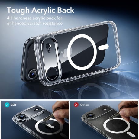 Оигинальный чехол ESR Classic Hybrid с MagSafe + накладка на клавишу на iPhone Air - Clear