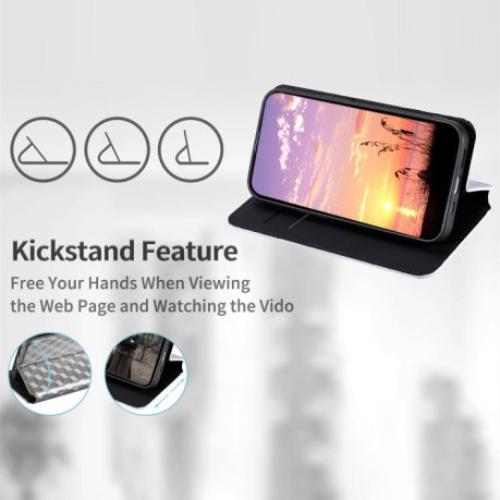 Чохол-книжка Stylus Cubic Grid Flip Leather на Motorola Edge 60 - сріблястий