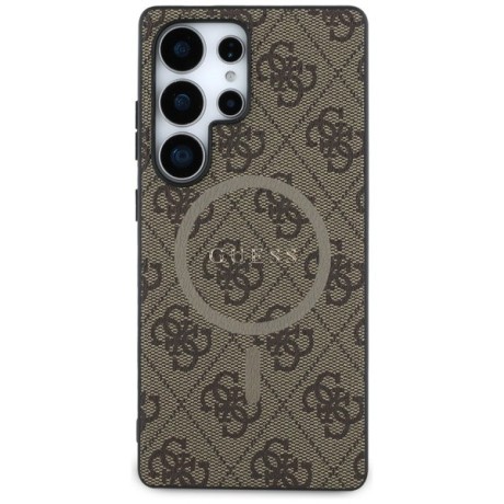 Оригінальний чохол Guess Leather 4G Colored Ring Classic Logo MagSafe для Samsung Galaxy S25 Ultra - Brown