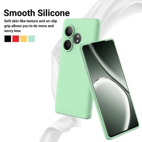Силиконовый чехол Solid Color Liquid Silicone на Realme GT 6T / GT Neo6 / GT 6 - зеленый