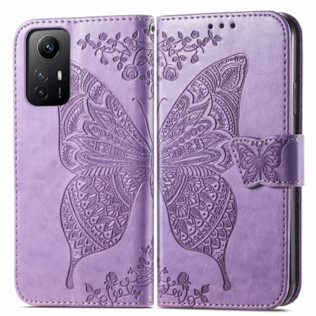 Чохол-книжка Butterfly Love Flower Embossed для Xiaomi Redmi Note 12S - світло-фіолетовий