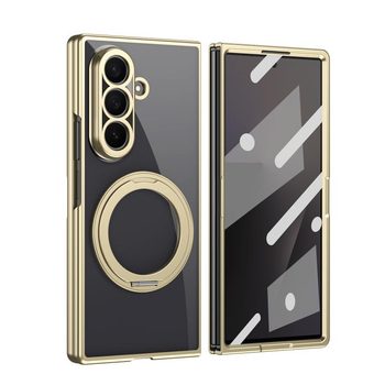 Чехол Escase с магнитным кольцом и встроенной плёнкой на Samsung Galaxy Fold 8 Ultra 5G — золотой