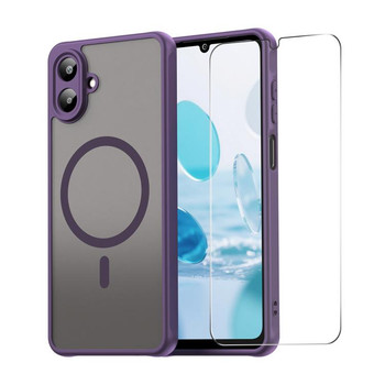 Чохол ENKAY Hat-Prince з MagSafe матовий+скло на Samsung Galaxy A08 / A07 4G — фіолетовий
