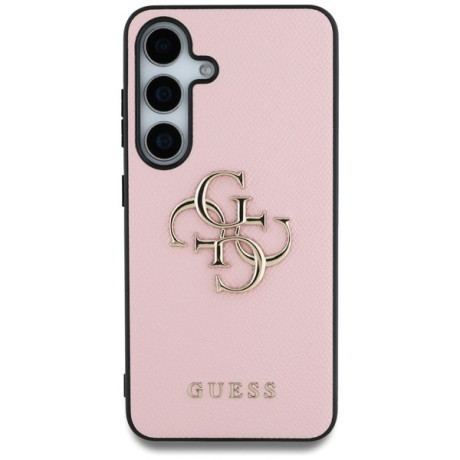 Оригинальный чехол Guess Grained Big 4G Logo Small Classic Logo для Samsung Galaxy S25 - Pink