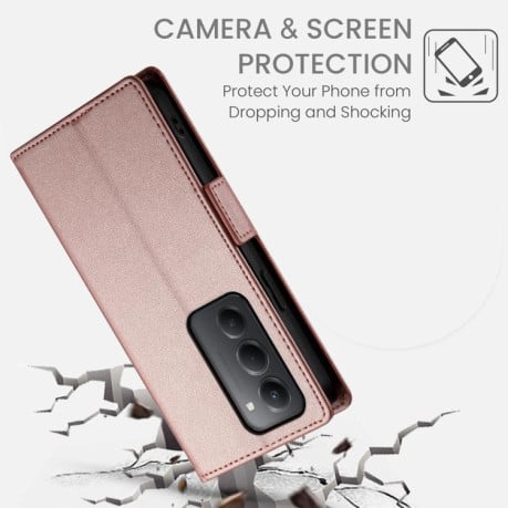 Чехол-книжка Side Buckle Magnetic Frosted Leather на Xiaomi Redmi 15 5G / 4G EU 171mm - розовое золото