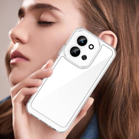 Противоударный чехол Colorful Acrylic Series с цветной силиконовой боковиной на Xiaomi Redmi 15C 5G / 4G EU 173mm - прозрачный