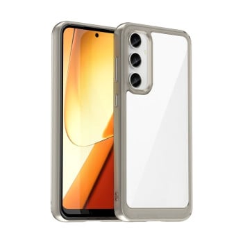 Протиударний чохол Colorful Acrylic Series із кольоровою силіконовою боковиною на Samsung Galaxy S23 FE - сірий